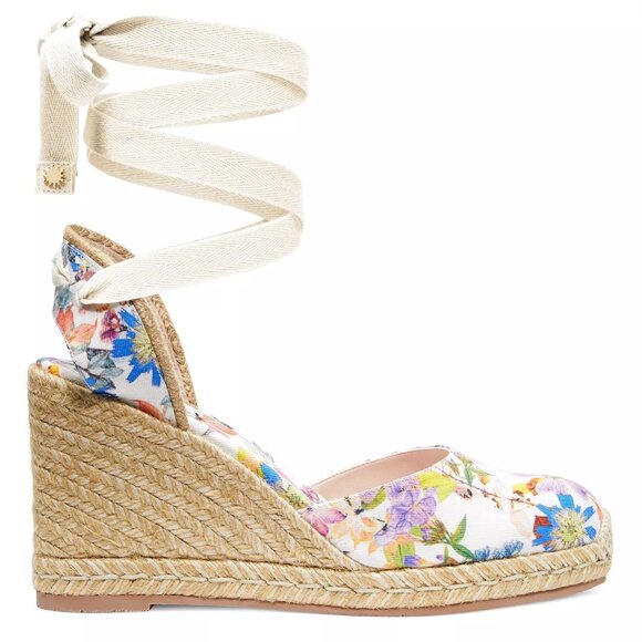 Stuart Weitzman Marguerita Floral Espadrille Wedge Sandals- Size 7 - Picture 2 of 16
